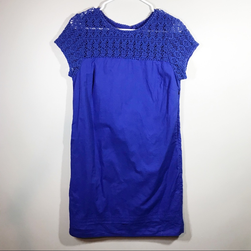 Gap Blue Cotton Dress with Crochet Detail Top